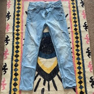 Skinny Stretchy Blue Denim Low Rise Ripped Jeans